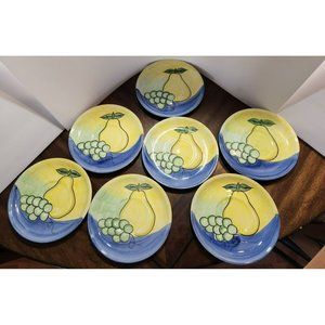 Vtg Colorado Belle Pear &Grape Salad/Dessert plates Handpainted Set of 7 Great!